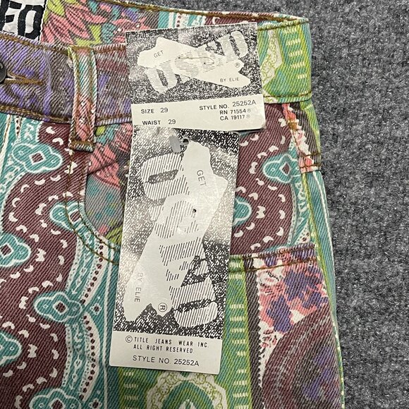 Vtg Get Used By Elie High-Waisted Patterned Jeans 30 Multicolor Women's Retro - Picture 2 of 7